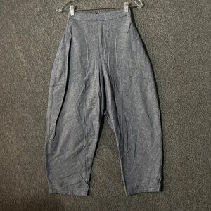 Alpha60 Women's Size XXS Blue High Rise Straight Leg Cropped Lagenlook Pants